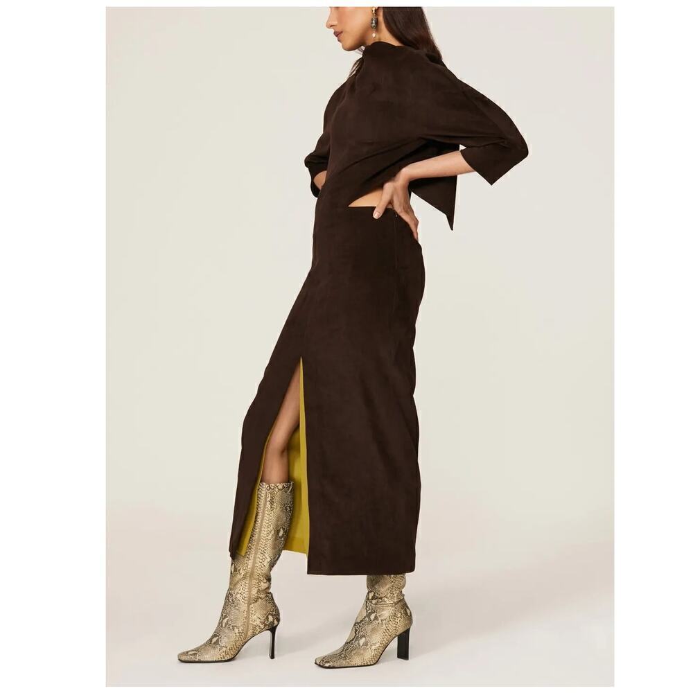 Proenza Schouler Dress Brushed Viscose Cutout Front Slit Maxi Brown Size 0 - Picture 2 of 8
